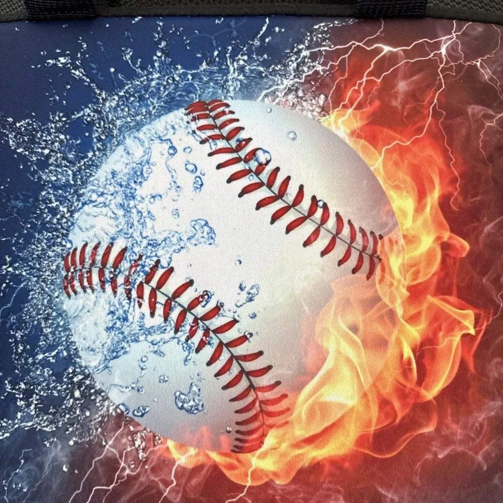 Tablet/ Mini iPad/ Kindle carrying case with handles Baseball On Fire 10 x 7